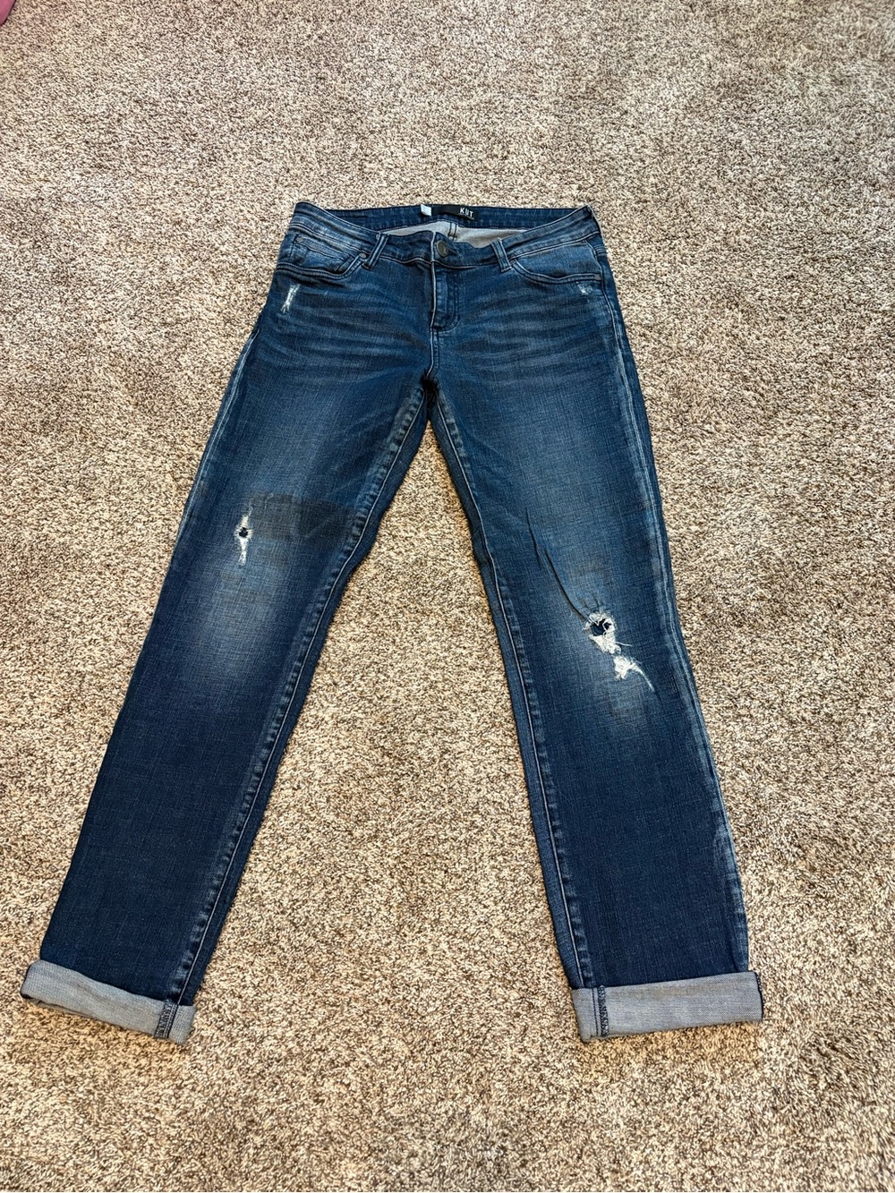 Kut from the Kloth Dark Blue Distressed Boyfriend Jeans